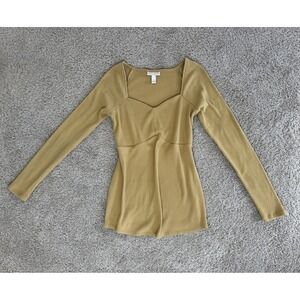 Isabel by Ingrid & Isabel Maternity Ribbed Sweetheart Neck‎ Top Mustard Yellow S